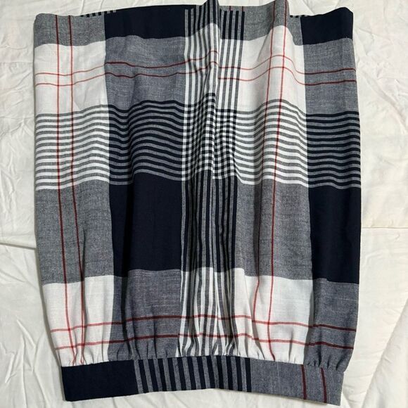 Vintage Americana Red, White, & Navy Plaid Side Button Skirt M - Picture 5 of 6